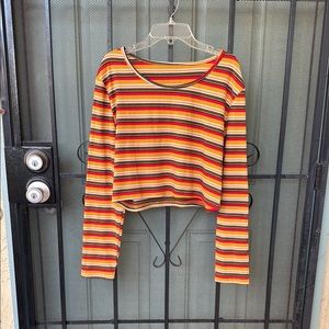 Striped Long Sleeve Crop Top